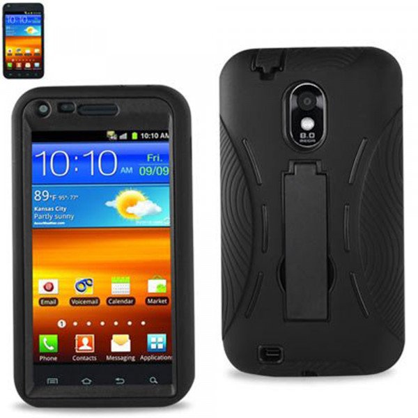 Wholesale Samsung Galaxy S2 / D710 Armor hybrid Case with Stand (Black-Black)